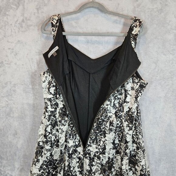 Danny & Nicole Black White Flared midi dress Womens 14 party lacy feminine - Picture 10 of 14